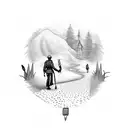 path with a fork in the road with one side with guns money drugs and the other side with school football money and a job tattoo design idea