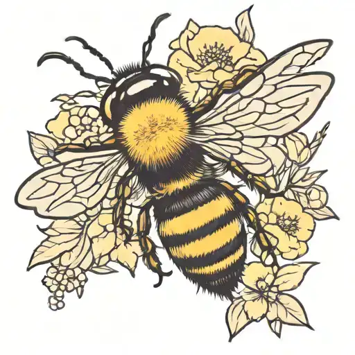 cute honey bee flying tattoo design idea