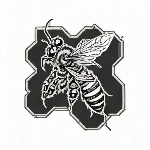 cute honey bee flying tattoo design idea