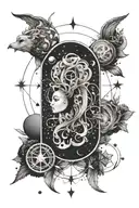 long line with Earth element, Capricorn, direction, pentacles, new moon,  tattoo design idea