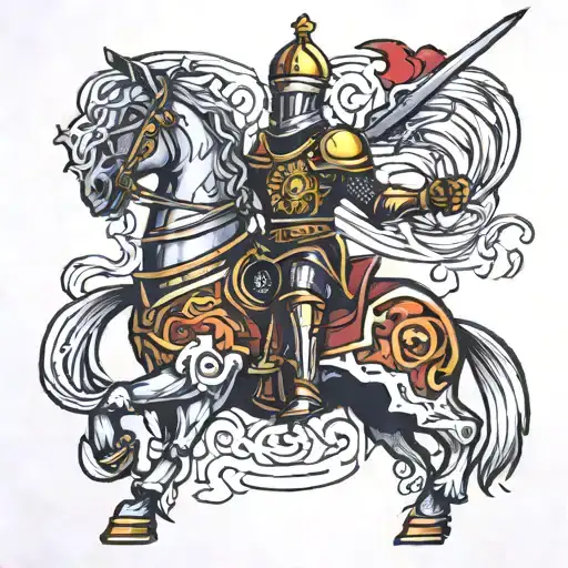 Knight with burns on armor tattoo design idea
