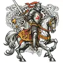 Knight with burns on armor tattoo design idea