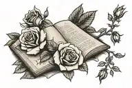 Open book and a rose tattoo design idea