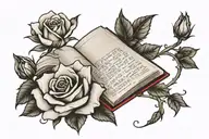 Open book and a rose tattoo design idea