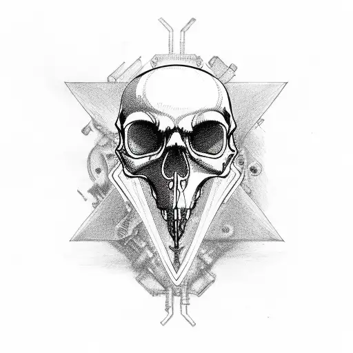 Steampunk skull tattoo design idea
