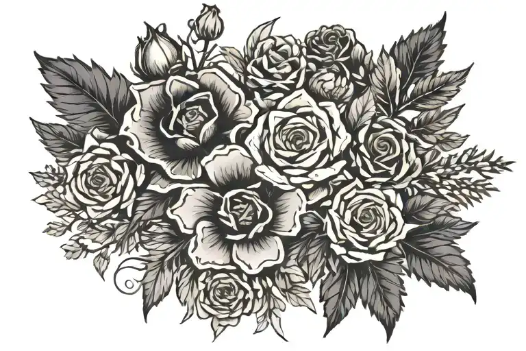 shamrock, rose, thistle and fern - plum blossum, bamboo, pine and chrysanthemum. tied together  tattoo design idea