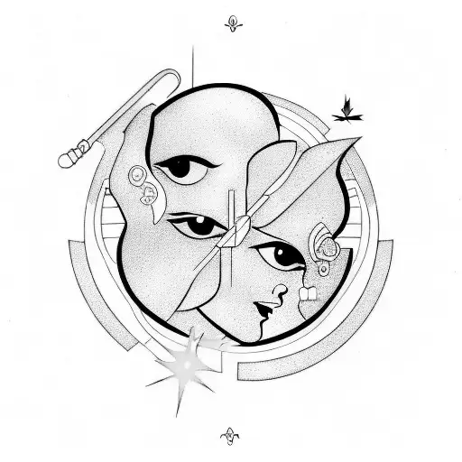 Gemini air mercury tattoo design idea