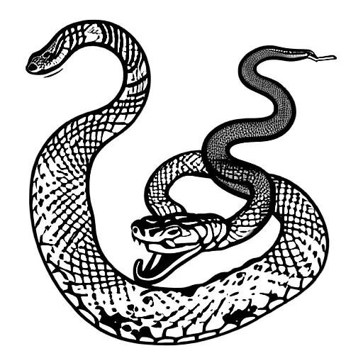 rattle snake with its mouth open tattoo design idea