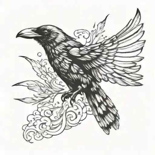 crow flying tattoo design idea