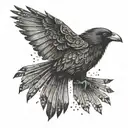 art deco crow flying tattoo design idea