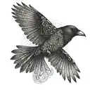 art deco crow flying tattoo design idea