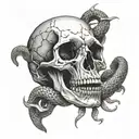 animal skull with snake tattoo design idea