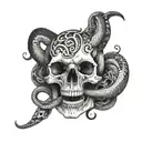 animal skull with snake tattoo design idea