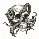 animal skull with snake tattoo design idea