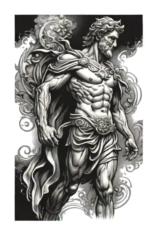 apollo full body greek god tattoo design idea