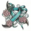 ocean and cancer ribbon tattoo design idea
