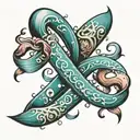 ocean and cancer ribbon tattoo design idea