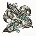 ocean and cancer ribbon tattoo design idea