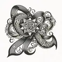 ocean and cancer ribbon tattoo design idea