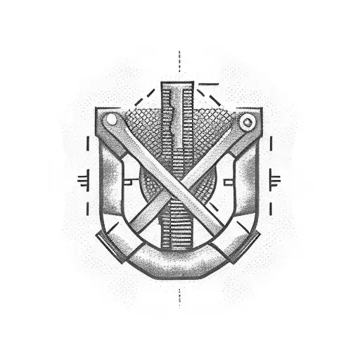 A dotwork tattoo of a wrench transforming into a road, representing the connection between your passion for mechanics and the freedom of the open road. tattoo design idea