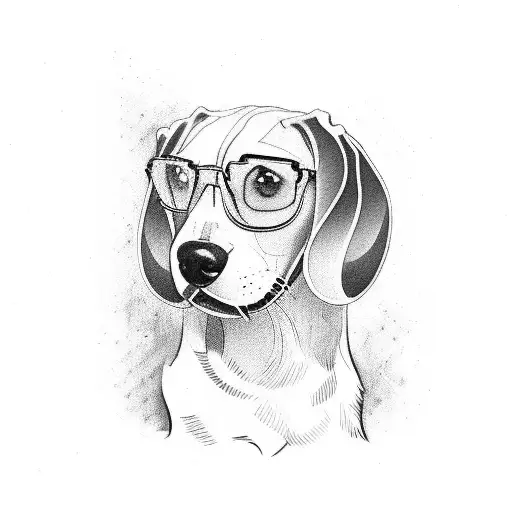 Beagle paw and ears with name MOJO tattoo design idea