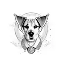 Paw Print, Beagle ears and highlighed with text 'Mojo' tattoo design idea