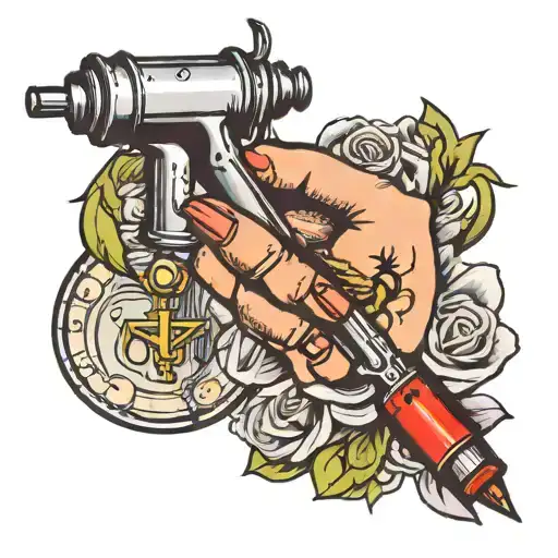 syringe feminine hand tattoo design idea