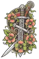 Irish clover sword  tattoo design idea