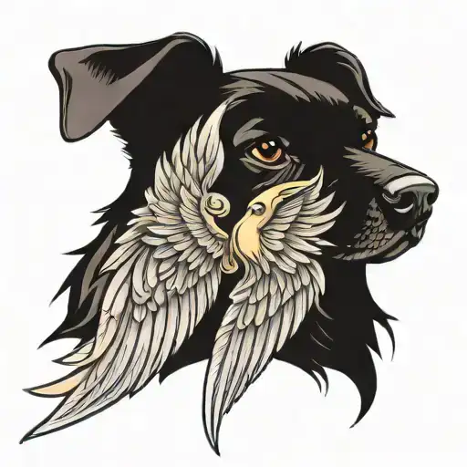 Angel wings for a dog breed tattoo design idea