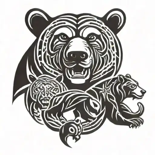 family, honor, freedom, loyalty, bear tattoo design idea