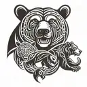 family, honor, freedom, loyalty, bear tattoo design idea