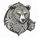 family, honor, freedom, loyalty, bear tattoo design idea