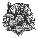 family, honor, freedom, loyalty, bear tattoo design idea