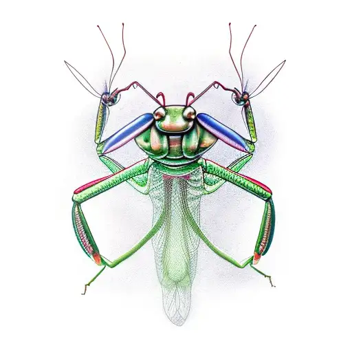 praying mantis tattoo design idea