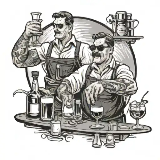 bartender serving drinks tattoo design idea