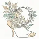 leaves wrapped around the ankle with a intricate moon detail  tattoo design idea