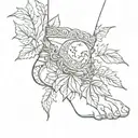 leaves wrapped around the ankle with a intricate moon detail  tattoo design idea