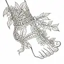leaves wrapped around the ankle with a intricate moon detail  tattoo design idea