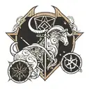 aquarius and taurus astrological sign with geometry tattoo design idea