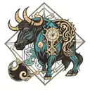 aquarius and taurus astrological sign with geometry tattoo design idea