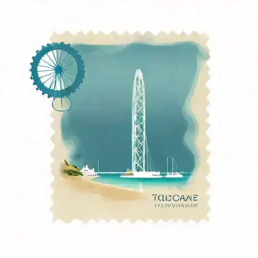 tolcarne beach Newquay with london eye in stamp for boy tattoo design idea