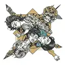 four people laying together  tattoo design idea