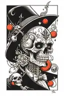 fool, dark, skull, juggling tattoo design idea
