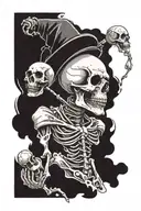fool, dark, skull, juggling tattoo design idea