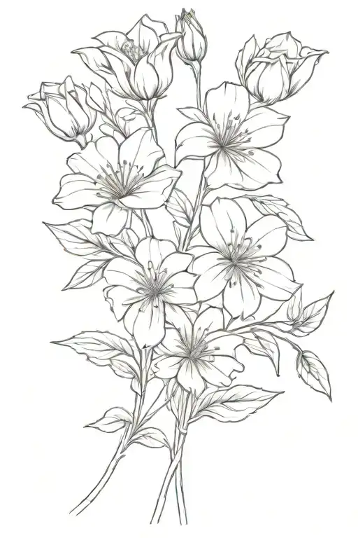I was hoping to get a bouquet of the flowers of my mum nan and sisters birth month aswell as their birthdays in the stem tattoo design idea