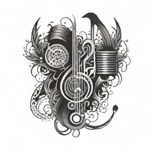 555 and music tattoo design idea