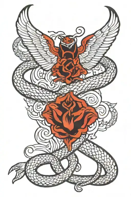 snake with wings sleeve tattoo tattoo design idea