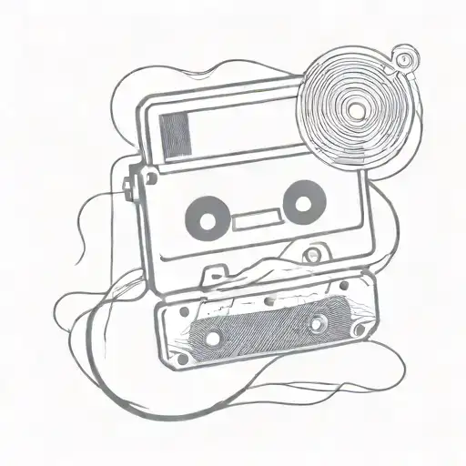 cassette, sine wave crashing tattoo design idea