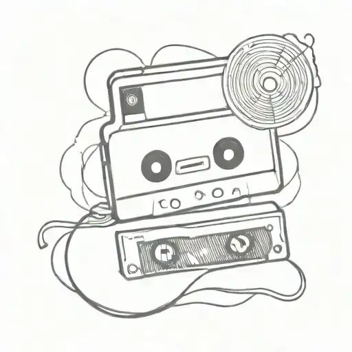 cassette, sine wave tattoo design idea