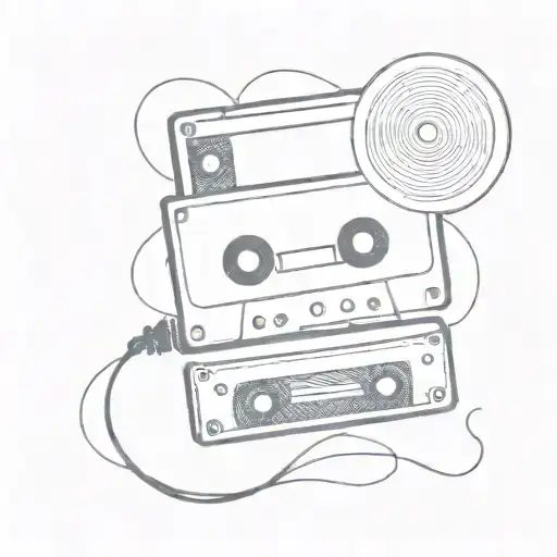cassette, sine wave tattoo design idea